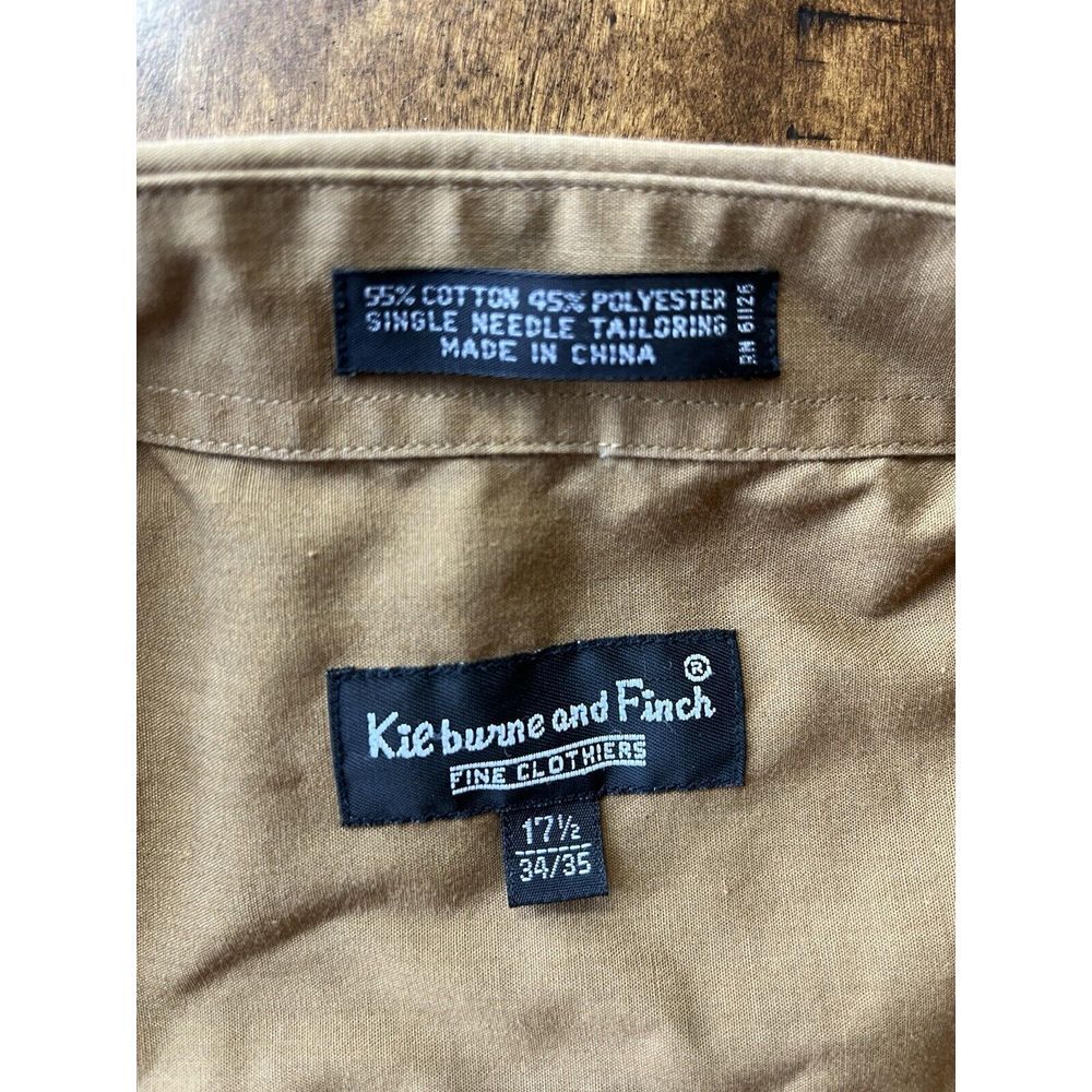 Kilburne and Finch Mens Size 17.5 34/35 Fine Clothiers Long Sleeve Brown Shirt - Picture 6 of 7
